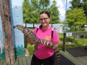 ms shelby holding an alligator